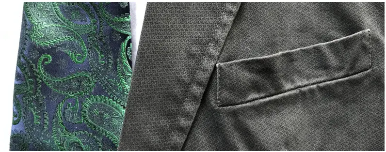 Light gray blazer with Dark Blue Tie on Green Paisley