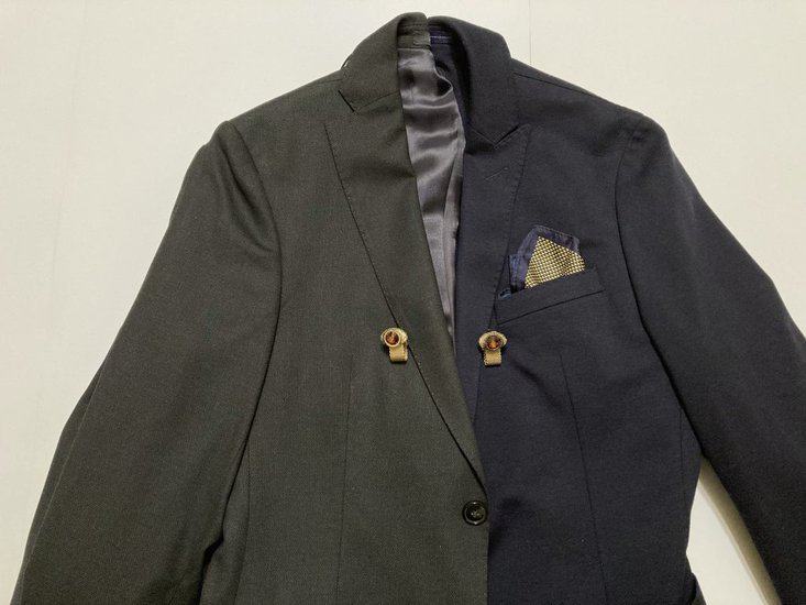 Navy blue and gray blazer