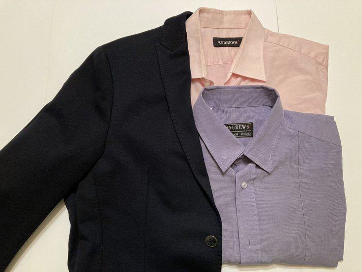 Light Pink or Lavender shirt with black blazer