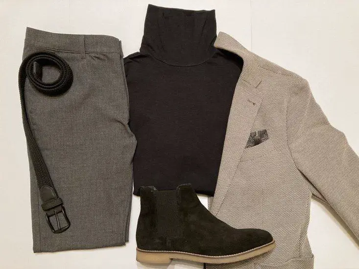  turtleneck paired with dress pants 