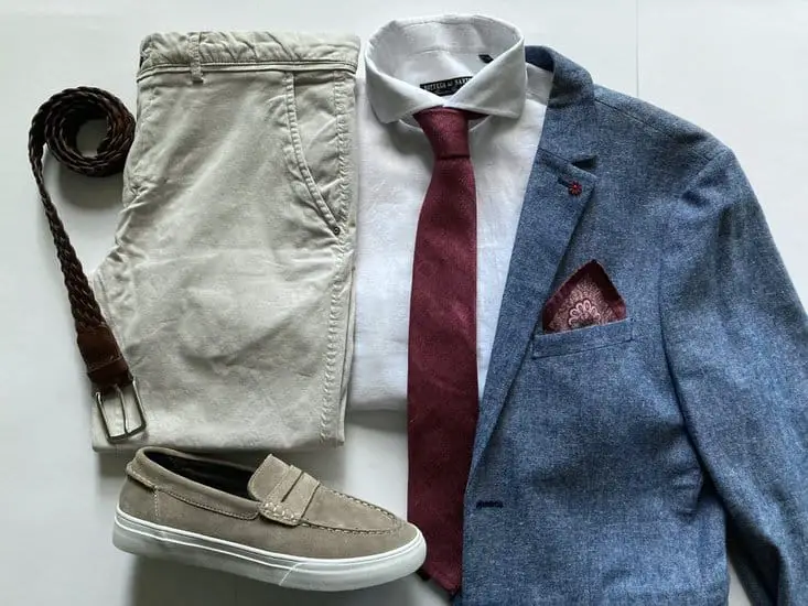 Khaki Pants and Light Blue Blazer