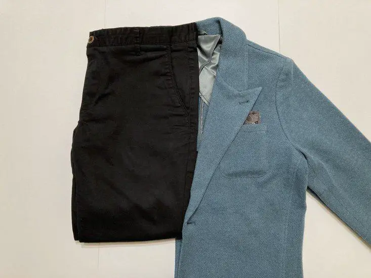 Black pant with blue blazer